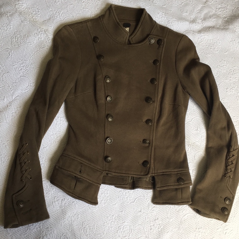 Free People Spandex Cotton fitted peplum jacket